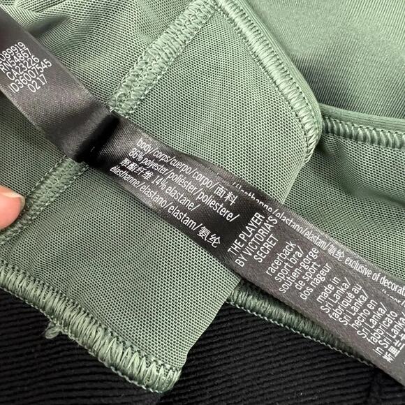 Victoria's Secret Sports Bra Large Olive Black Band Racerback The Player - Picture 3 of 4